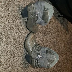 Sparkly bootie heels